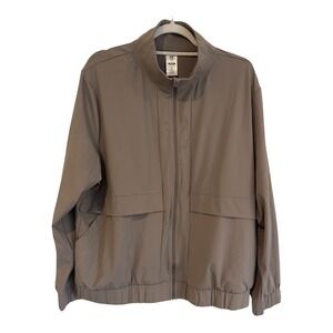 Members Mark Womens Travel Jacket XL Taupe Mushroom Full Zip Lightweight Stretch